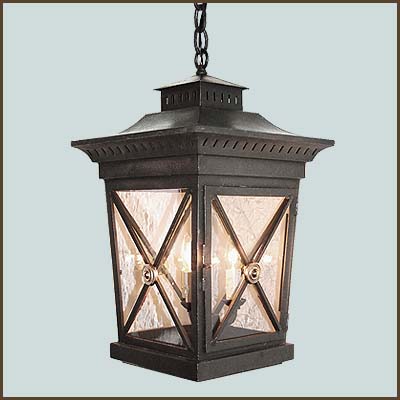 An Outdoor Hanging Light Fixture Featuring a Sleek Metal Frame